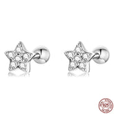 Pave Rhinestone Star 925 Sterling Silver Stud Earrings